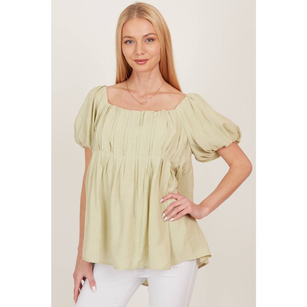 CSP9093. WOMEN OPEN BACK SQUARE NECK SOLID PRINCESS TOP: SAGE / S